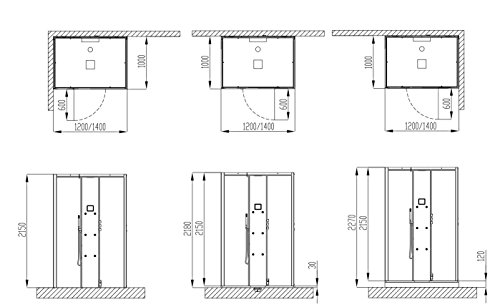 Hoesch Dampfbad Senseperience 120 x 100 Dampfdusche mit Duschwanne Nischeneinbau-2
