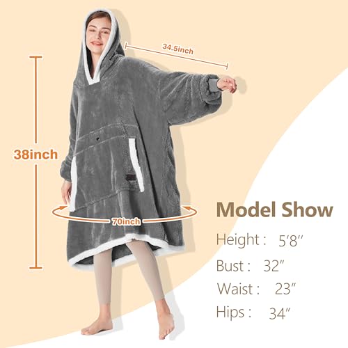 Image of Catalonia Oversized Hoodie Blanket Sweatshirt, Comfortable Sherpa Giant Pullover with Large Front Pocket for Adults Men Women Teenagers Wife Girlfriend