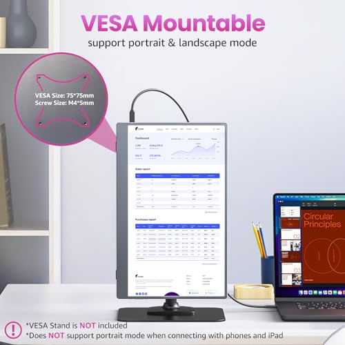 kksmart Przenośny monitor 15,6 cala do laptopa 1080P FHD, 86% sRGB HDMI, podwójny USB-C, MacBook, Xbox, PS4/5, z głośnikiem, kompatybilny z VESA.