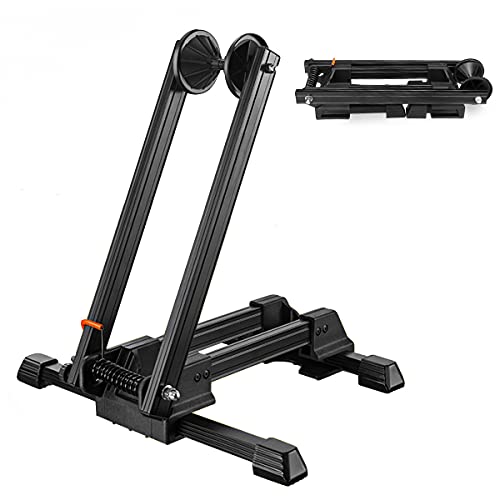 Foldable Floor Bike Stand Portable Bicycle Storage Holder Mountain Bikes Adjustable Cycle Parking Rack Aluminium Alloy Garden and Garage Park and Repair for MTB Road Bikes