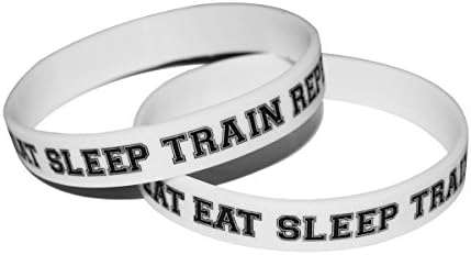 Inspirational "EAT SLEEP TRAIN REPEAT" Rubber Training Workout Crossfit Fitspo Fitness Bracelets Silicone Gym Wristbands