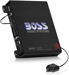 BOSS Audio Systems R1100M Riot Series Car Audio Subwoofer Amplifier - 1100 High Output, Monoblock, Class A/B, 2/4 Ohm Stable, Low/High Level Inputs, Low Pass Crossover, Mosfet Power Supply, Stereo