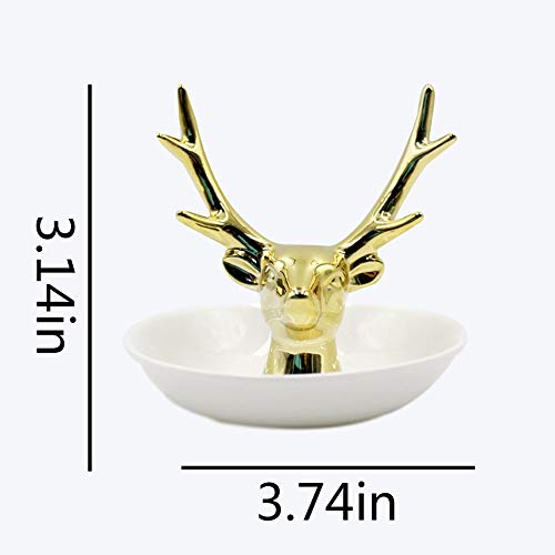 Mosstyus Jewelry Tray Decorative Gold Deer Ceramics Ring Dish Holder Trinket Jewelry Dish Engagement Ring Holder Organizer Wedding Home Gifts For Women #TOP5