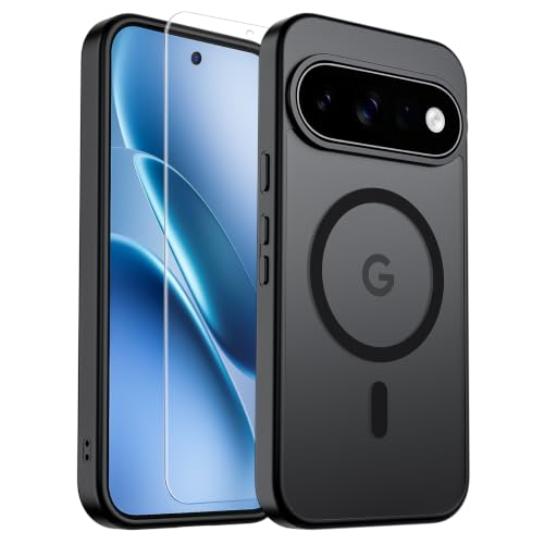 Image of SUPFINE Magnetic for Google Pixel 11 Pro Case - Black | With Screen Protector,Translucent Matte,Built-in Magnets,Military Grade Drop Protection,Shockproof Phone Cover