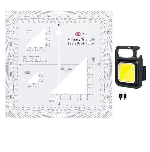 Land Navigation Topographical Map Scale & Small Flashlight 800 Lumens