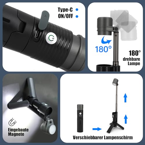 Lampe de camping télescopique contre les pannes, torche d'urgence à aimant