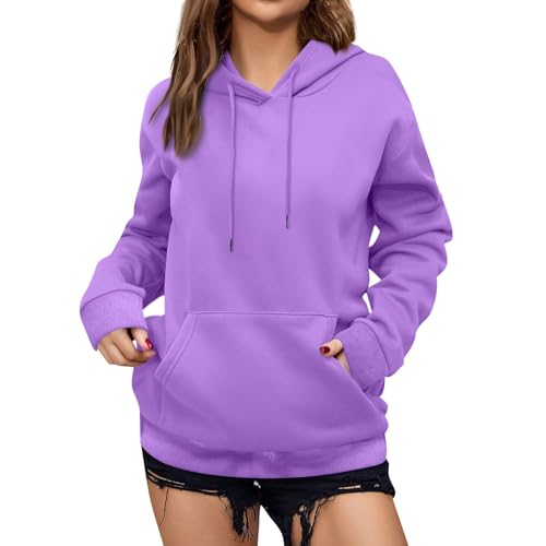 CUCUHAM Sweatshirts for Women Fall Fashion Outfits Cute Oversized Y2K Hoodies Sweatshirts Fleece Jackets Loose Casual Pullover Winter Outfits Teen Girls(Xx-Large,Da-Light Purple)