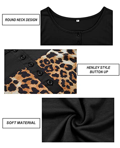 Image of CARCOS Plus Size Tops for Women Long Sleeve Fall Tunic Color Block Camo /Plaid /Leopard /Fall Blouse Crewneck Tshirt XL-5XL