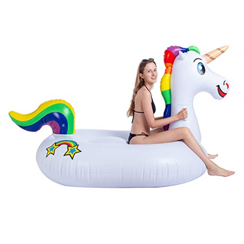 JOYIN Giant Inflatable Pool with Unicorn Design, Beach Floats, Swim Party Toys, Inflatable Island, Summer Pool Raft Lounge for Adults & Kids