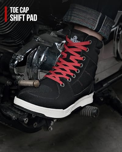 BORLENI Botas de Moto Hombre, Zapatillas de Moto Casuales Antideslizantes, botas moto zona tobillo reforzado Zapatillas de Motocross