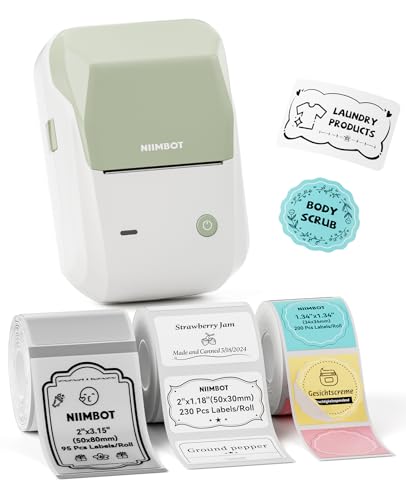 Image of NIIMBOT B1 Label Maker Machine, Thermal Label Printer Easy to Use for Office, Home, Business, Came with 3 Roll Labels(Green)