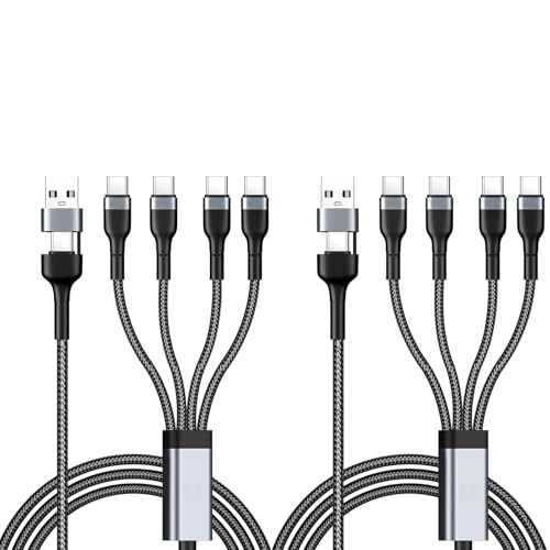 Splitter USB-C tipo C ricarica rapida 2 pezzi 1,2 m 4 in 2 porte tipo C, compatibile con iPhone 15, Samsung Galaxy S24 S23 Ultra e molti altri dispositivi