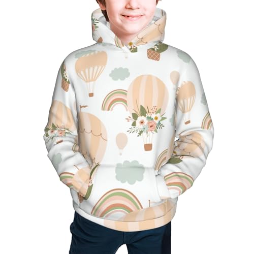 Air Balloon and Flower Kid Hoodies Boys Sweatshirts Girls Pullover with Pocket3
