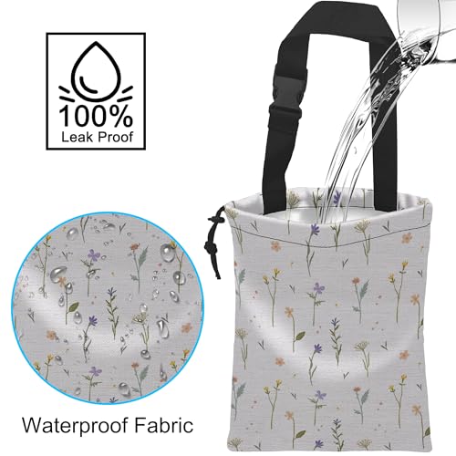 Image of Car Trash Bag Wildflowers Car Garbage Bag Hanging Car Trash Can for Back Seat with Drawstring