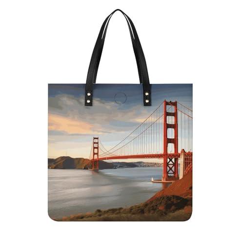 Sacs à main pour femme Hobo en cuir végétalien souple Golden Gate Bridge