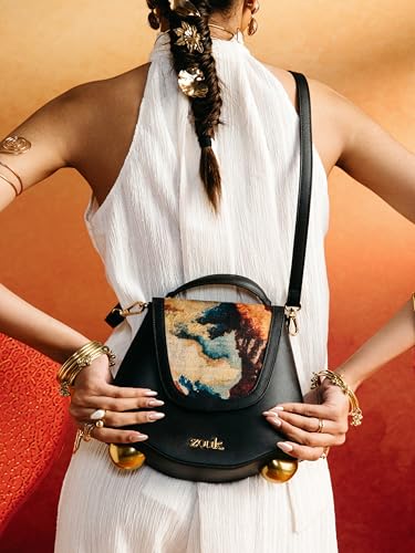 Image of ZOUK Women's Svara Sling Bag | Vegan Leather Bag | Crossbody + Top Handle with Adjustable Strap | Evening & Festive