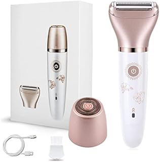 Electric Razors for Women , Painless 2-in-1 Shaver for Women Hair Remover for Face,Bikini Trimmer,Easy to Carry Cordless, Rechargeable Wet and Dry Women Razor，Head Can be Replaced(Rose Gold)