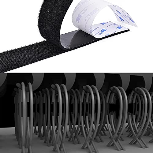Hook And Loop Tape 1In X 20Ft Self Adhesive Sticky Back Interlocking Nylon Fabric Fastener Heavy Duty Adhesion Strip Tape Reclosable Black #TOP3
