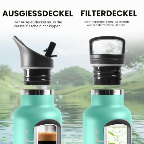 HoneyHolly Trinkflasche 1L, BPA-Frei, Trinkflasche Edelstahl, Thermosflasche, Auslaufsichere Isolierflasche Doppelwandig, Wasserflasche… – Ansicht 3