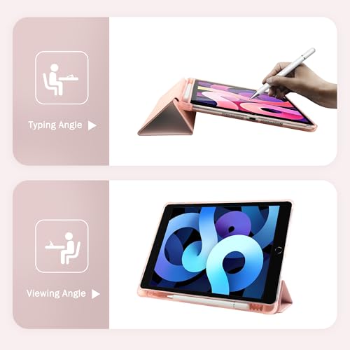 Coque iPad 9e génération antichoc, étui tablette 10,2 pouces rose avec porte-stylet - 7