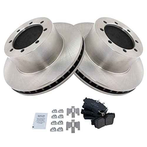 Image of TRQ Rear Brake Pad and Rotor Set Ceramic Vented Rotors Compatible with 1994-2004 Ford Mustang