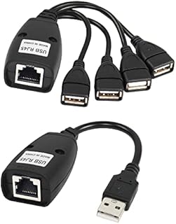 RIIEYOCA USB Extender with 4-port USB hub, Over Cat5e/ Cat6 Cable Connection up to 50m/165ft RJ45 Lan Extension,Plug and Play, No Driver,Apply for Mouse, Keyboard, Printer, Camera