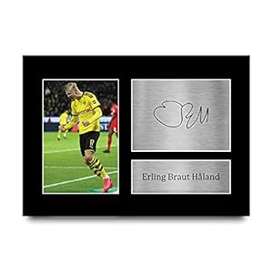 HWC Trading A4 Erling Haaland Dortmund Geschenken Gedrukte Gesigneerde Handtekening Foto voor Fans en Supporters – A4