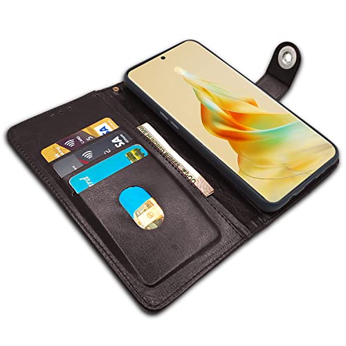 Image of Pikkme Oppo Reno 8T 5G Flip Cover Leather Finish | Inside TPU with Card Pockets | Wallet Stand and Shock Proof | Complete Protection Button Flip Case (Coffee)