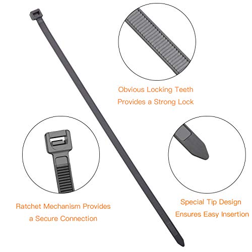 Oneleaf Cable Ties 6 Inch Heavy Duty Zip Ties With 40 Pounds Tensile Strength For Multi-Purpose Use, Self-Locking Uv Resistant Nylon Tie Wraps, Indoor And Outdoor Tie Wire. 200 Pcs Black #TOP3