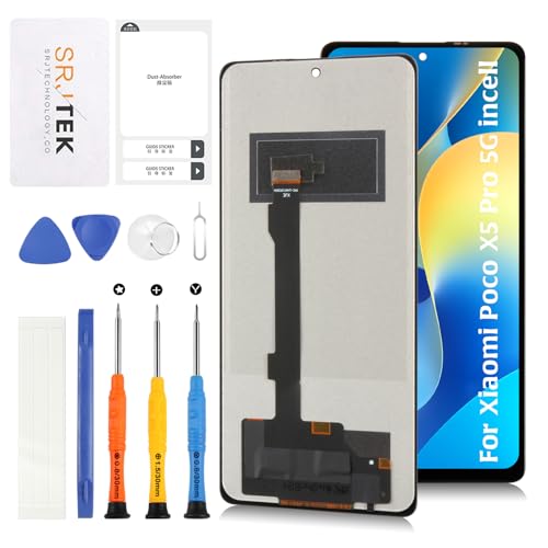 SRJTEK For �V���I�~Xiaomi Poco X5 Pro 5G �t���p�l�� 22101320G�A22101320I ���f���ɑΉ� LCD��ʌ����C���p 6.67�C���`�^�b�`�p�l���f�W�^�C�U�[ �t���f�B�X�v���CLCD�X�N���[���C���H��t��