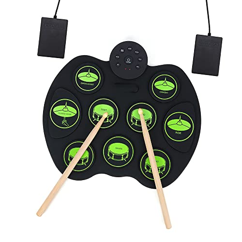 Btuty Conjunto de batería electrónica - Kit de batería de entrenamiento digital sensible al tacto 9 almohadillas de batería 2 pedales (sin altavoces) Cover