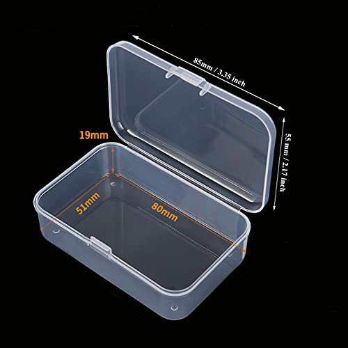 Image of 100 Pack Rectangular Mini Clear Plastic Storage Containers | 3.35x2.17x0.98 inch, Hinged Lid, For Beads and Small Craft Items