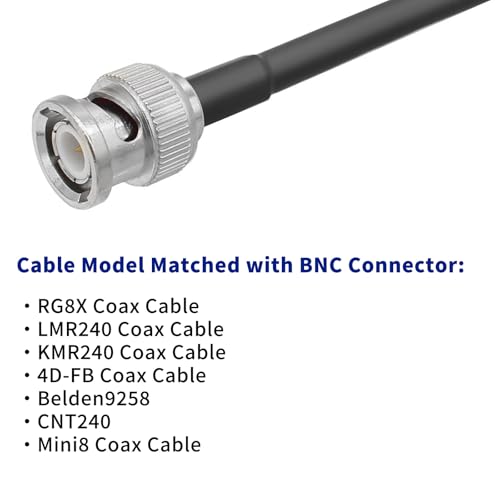 Conector BNC macho para cable coaxial RG-8X, pack 10 miniatura 4