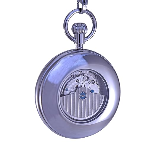 Image of OGLE 3ATM Waterproof Stainless Steel Energy Storage Display Day Calendar Large Size Fob Self Winding Automatic Skeleton Mechanical Pocket Watch