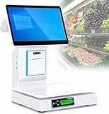 Ai Smart Touch Screen POS System, 15.6 Inch All-in-One Cash Register with Built-in 58mm Thermal Printer, Drawer, Handheld Scanner and 20 Rolls of Paper(Singlescreen)