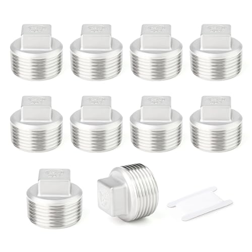 TAISHER 10PCS 304 SS Square Thread Socket Pipe Plug Fitting 1/2" NPT Male by TAISHER - Used condition - US$9.74