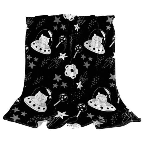 Couverture polaire cochon de l'espace en microfibre douce 150x130 cm