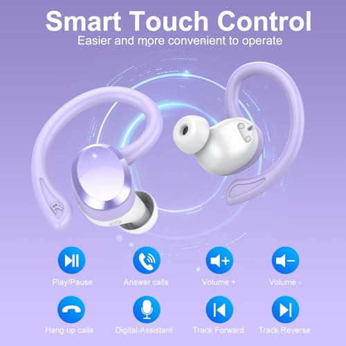 Image of Wireless Earbuds, Bluetooth Earbuds, Bluetooth 5.4 Headphones 68hrs Playtime Sport Earphones with LED Display ENC Noise Cancelling Mic, IPX7 Waterproof Over Ear Ear Buds with Hook for Gym /Workout