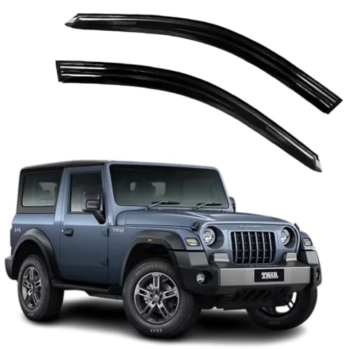 Image of Premium Non-Breakable Car Window Door Visor /Rain Guard /Wind Deflector Compatible for (Thar 2020-LATEST 2pcs)