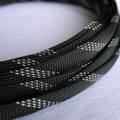 12 colors 4mm 6mm 8mm PET braided tube hose cable harness nylon mesh sheath extended three woven encrypted protection sleeve - (Color: Black-Silver, Inside Diameter: 50M-6mm)