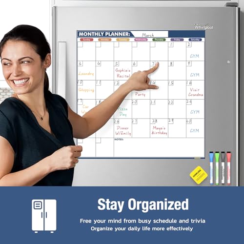 HOMiDEK Magnetic Dry Erase Calendar for Refrigerator - Large Fridge Whiteboard Calendar - Magnet Monthly Planner Family Planning Board with Dry Erase Markers & Eraser - 17.5 x 17.5 Inches by HOMiDEK - Image 2