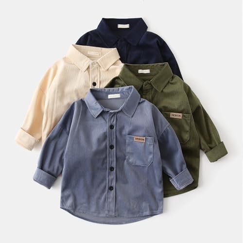 Boys Autumn Long Sleeve Solid Color Corduroy Shirt Fashion Long Sleeve Jacket Light Weight2