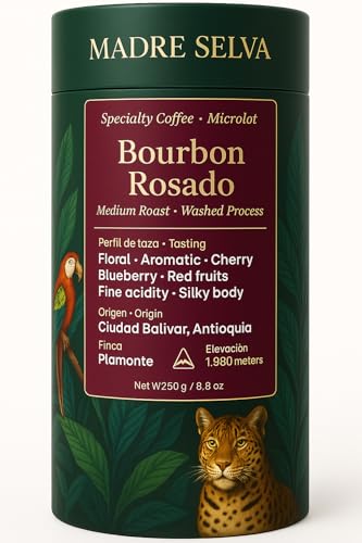 Colombian Specialty Pink Bourbon Coffee Whole Bean Medium Roast Arabica Gourmet Fresh Roasted Single Origin Premium Low Acid Exotic Notes Rich Aroma Smooth Flavor High Altitude Gift Ready 8.8oz 250g