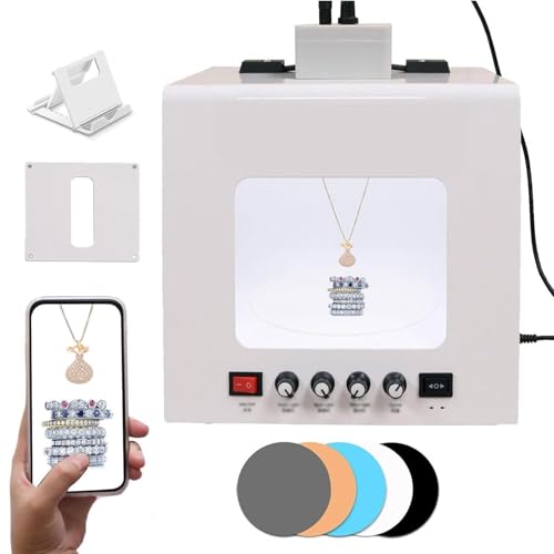 Caja de luz portátil con plato giratorio de 360° para fotografiar joyas y objetos pequeños 2