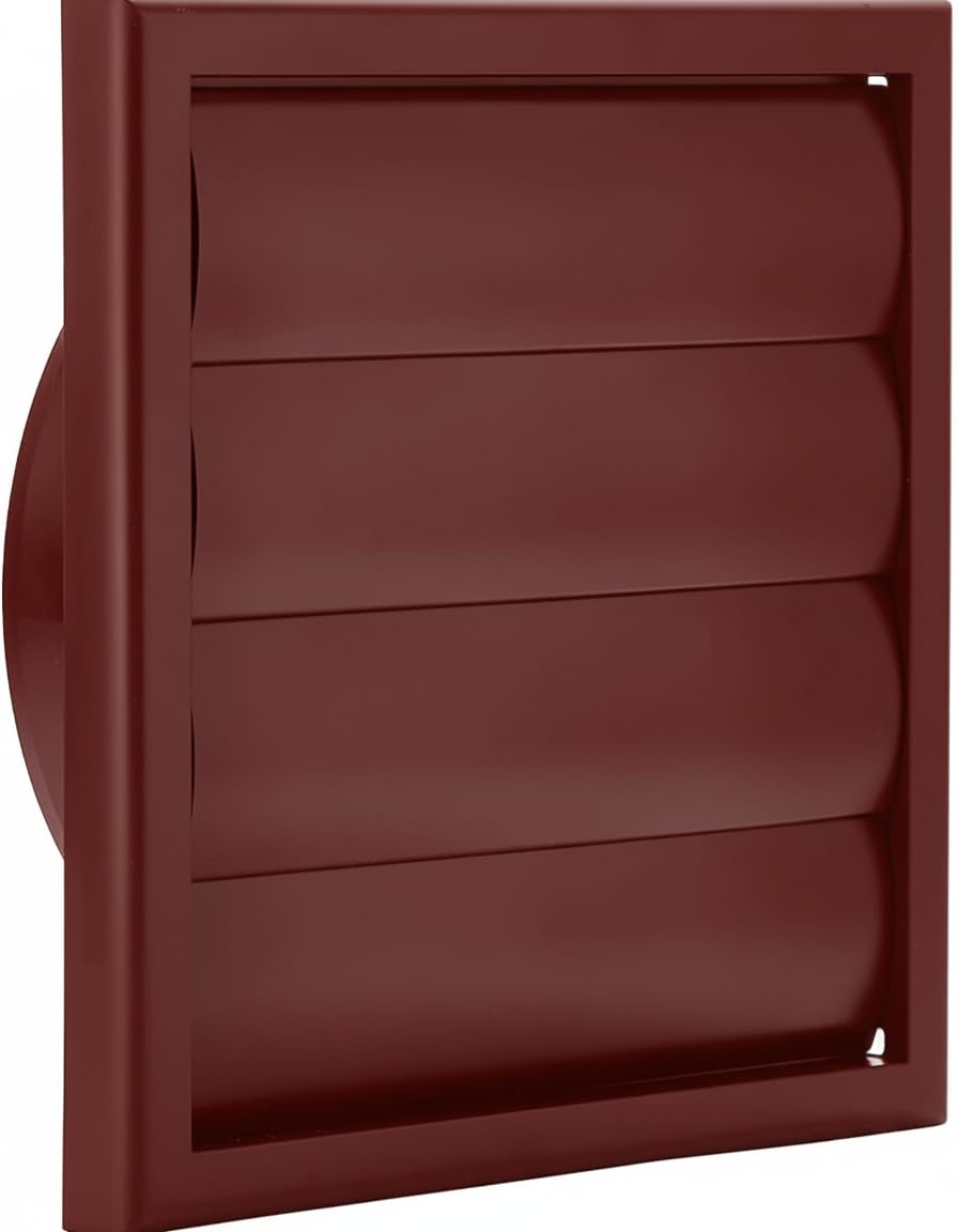 Vents Uk Cottage Red Vents 150Mm External Wall Vent Cover – 185 X 185Mm Diameter Gravity Flap Grille For Extractor Fans & Ventilation Ducting