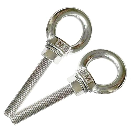 Image of Shoulder Eye Bolt, 2 PCS M10 Heavy Duty Lifting Ring 2.8 inch Threaded Eyebolt Lifting Ring Eye Bolts with Nuts and Flat Washers(Thread Length 70mm)