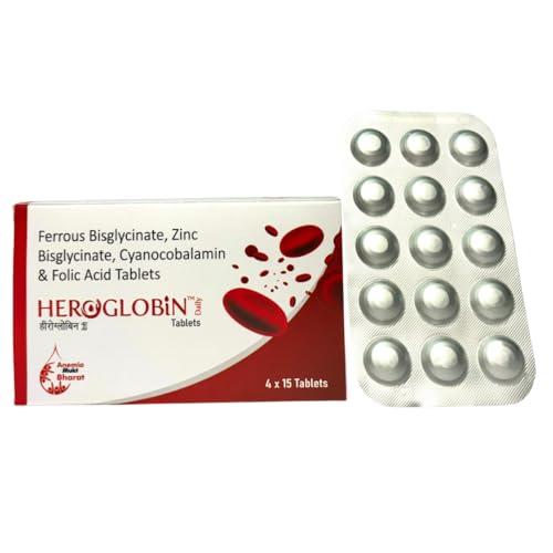 Image of Daily Ferrous Bisglycinate Zinc Bisglycinate Cyanocobalamin & Folic Acid Tablets | Iron Supplement for Anemia | Improves Hemoglobin levels and Fatigue (Pack of 4) - 60 Tablets
