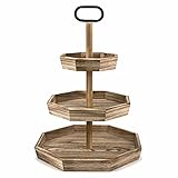 Emfogo Farmhouse Tiered Tray Wooden 3 Tier Decorative Tray for Cakes Cupcakes Desserts Fruits Stand...