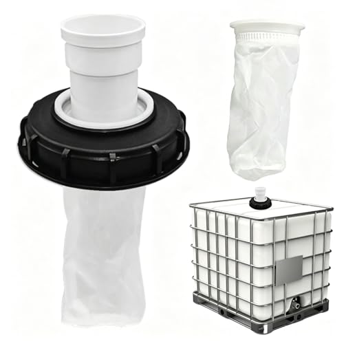 IBC Filter Gerade mit IBC Deckelfilter & Deckel aus Nylon Inkl. 2 Nylon-Filternetzen 165mm Filterdeckel für DN150 Regenwassertank-Zubehör Waschbar für Regenwasserspeicherung
