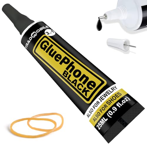Glue Phone - Colla per riparazioni e lavori di precisione - Perfetta per telefoni, smartphone, tablet, gioielli, libri, pelle e scarpe (1 Tubo, 25 ml Nero)